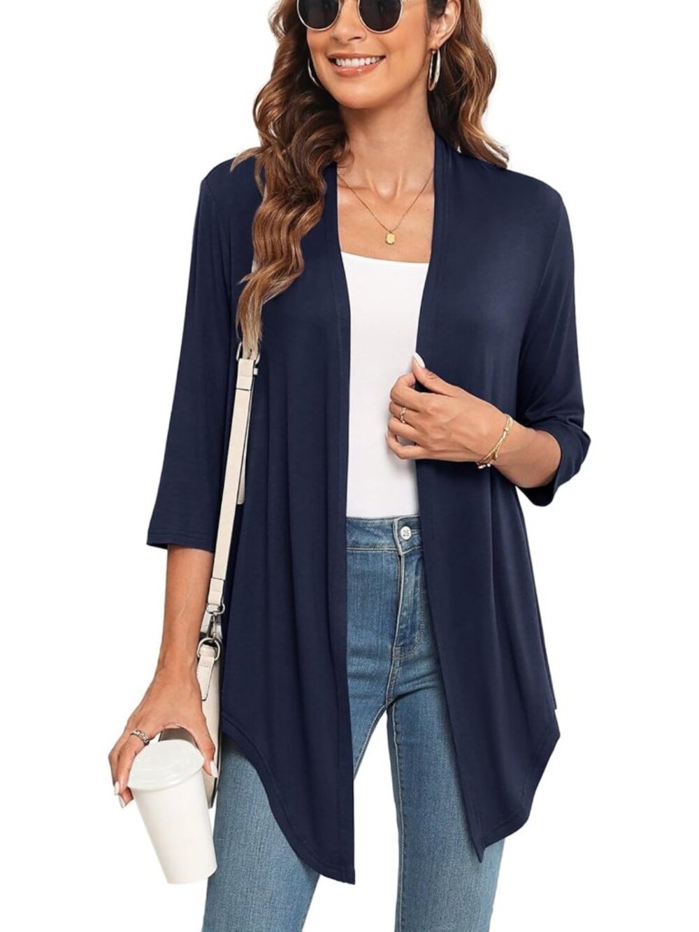 Lightweight Summer Short Sleeve Cardigan with Front Tie - Casual Open Front